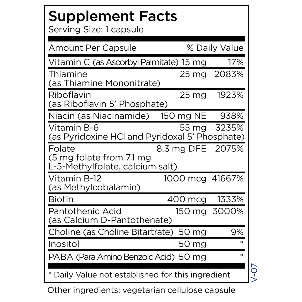 B-Complex + 5 mg L-Methylfolate 30 Capsules