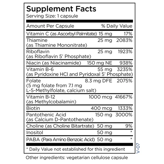 B-Complex + 5 mg L-Methylfolate 30 Capsules