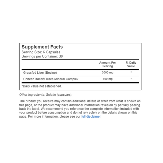 Beef Liver 500 mg 180 Capsules