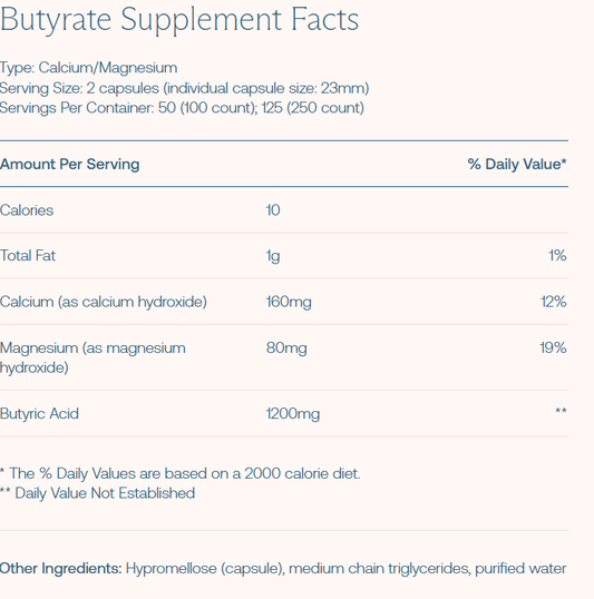 Calcium / Magnesium Butyrate 250 Capsules