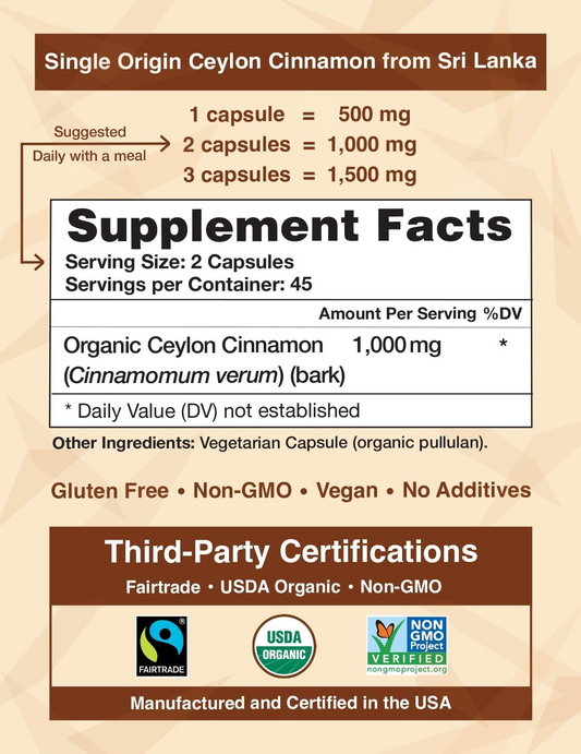 Ceylon Cinnamon 90 Capsules