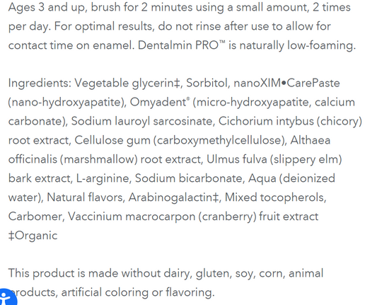 Dentalmin Pro Supplement Facts