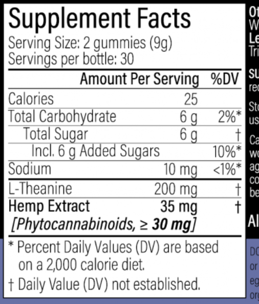 HEMP OneThirteen Relax Sour Gummies Blueberry Pomegranate 60 Gummies