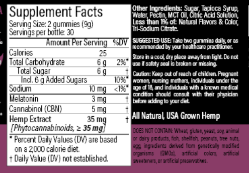 HEMP OneThirteen Sleep Sour Gummies Blackberry Vanilla 60 Gummies