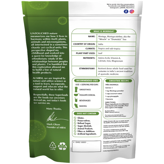 Organic Moringa Leaf Powder 60 Servings