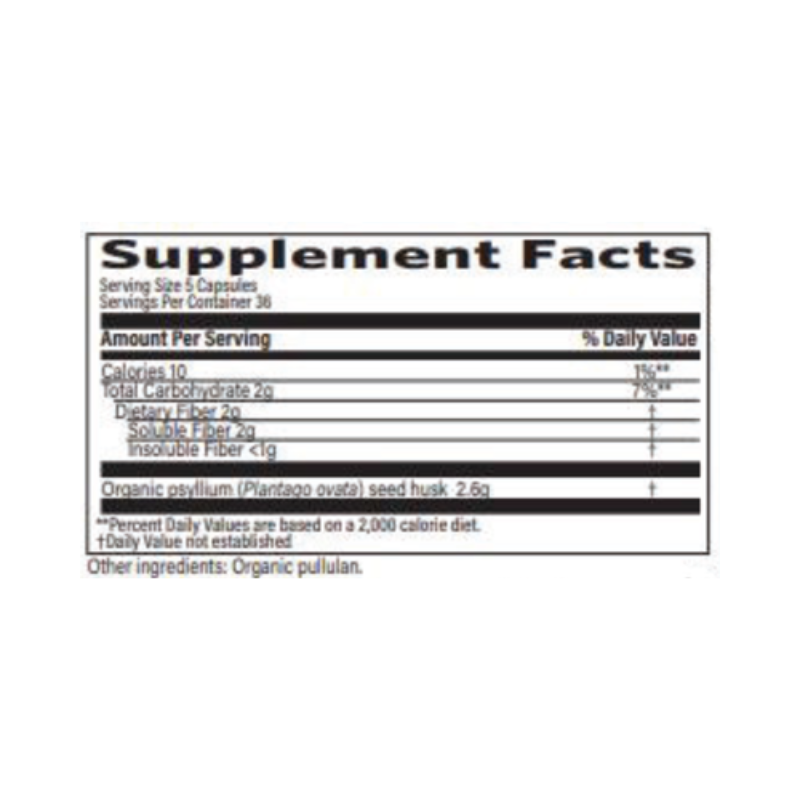 Organic Psyllium Fiber 180 Capsules