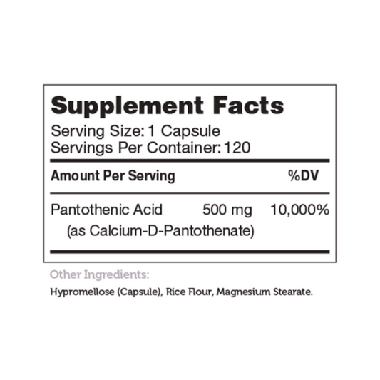 Pantothenic Acid 120 Capsules