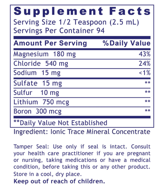 Premier pH Minerals 8 fl oz Supplement Facts