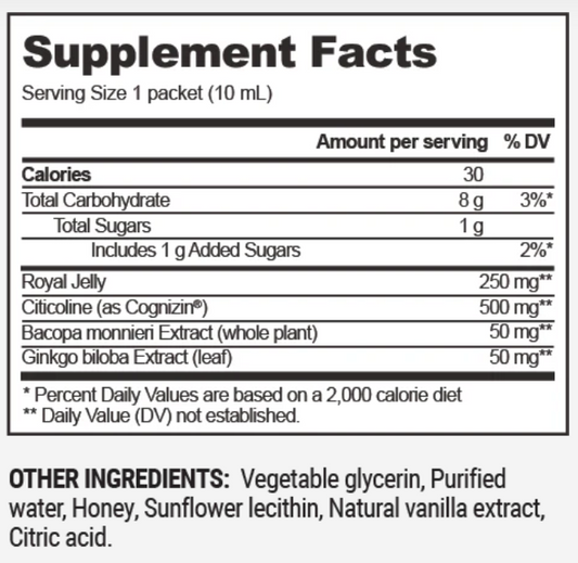 Royal Jelly Brain Health Supplement Facts