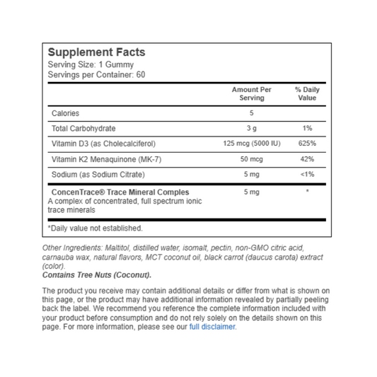 Vitamin D3+K2 Gummies Strawberry 60 Gummies