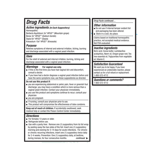 Yeast Arrest 28 Suppositories