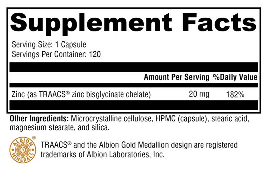 Zinc Glycinate 120 Capsules