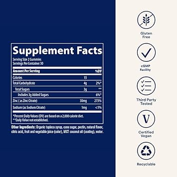 Zinc Gummies Elderberry 60 Gummies