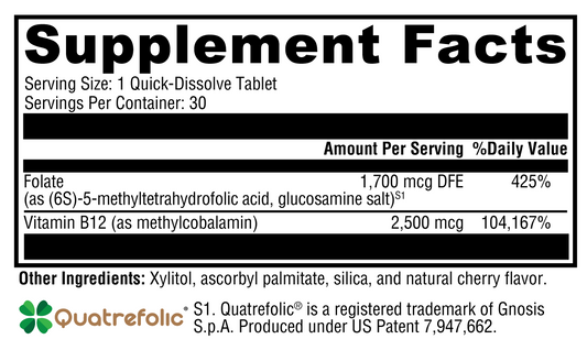 5-MTHF Plus B12 Cherry 30 Tablets