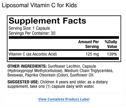 Liposomal Vitamin C for Kids 30 Capsules