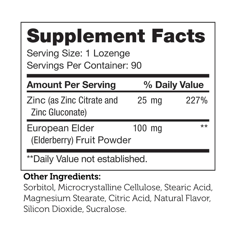 Zinc Lozenges Elderberry Flavor 90 Lozenges