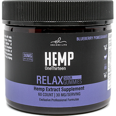 HEMP OneThirteen Relax Sour Gummies Blueberry Pomegranate 60 Gummies