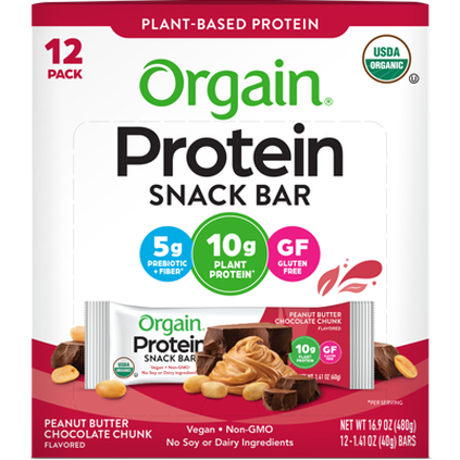 Organic Protein Snack Bar Peanut Butter Chocolate Chunk 12 Bars