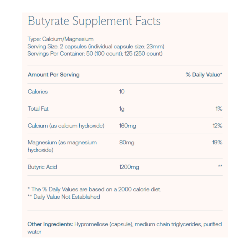 Calcium / Magnesium Butyrate 100 Capsules