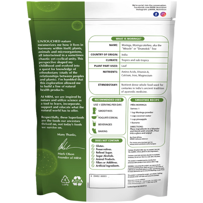 Organic Moringa Leaf Powder 60 Servings