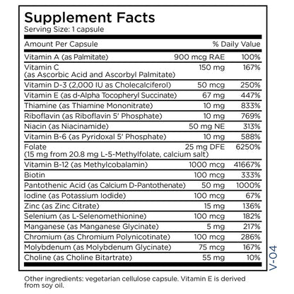 Multivitamin + 15 mg L-Methylfolate 30 Capsules