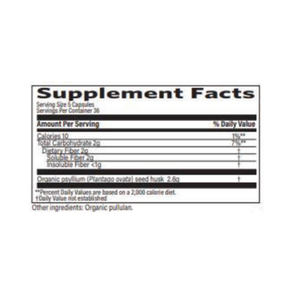 Organic Psyllium Fiber 180 Capsules