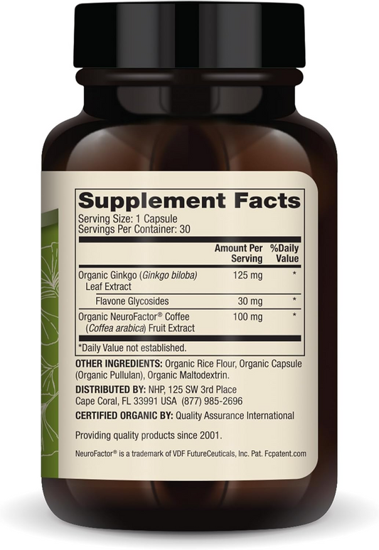 Organic Ginkgo Biloba 30 Capsules