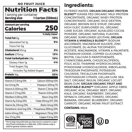 Organic Nutrition Shake Creamy Chocolate Fudge 4 Pack