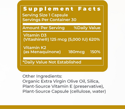 Premier Vitamin D3+K2 30 Capsules
