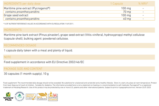 Pycnogenol Superior 100 GOLD 30 Capsules