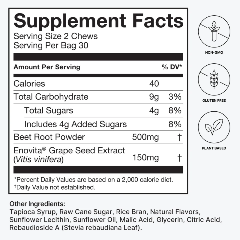SuperBeets Heart Chews Pomegranate Berry 60 Chews