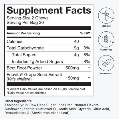 SuperBeets Heart Chews Pomegranate Berry 60 Chews