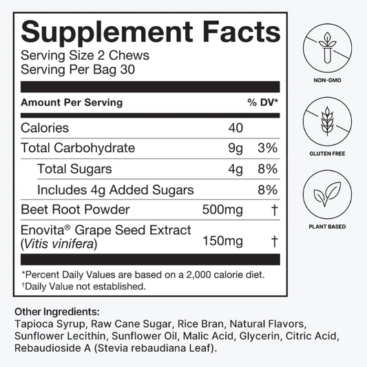 SuperBeets Heart Chews Pomegranate Berry 60 Chews