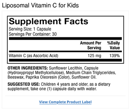 Liposomal Vitamin C for Kids 30 Capsules