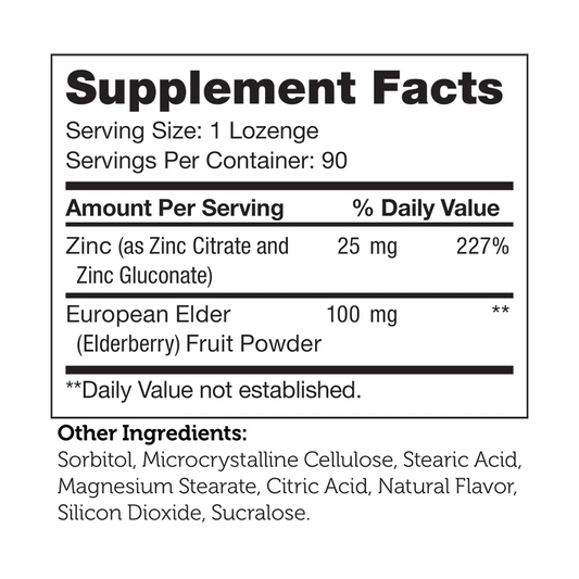 Zinc Lozenges Elderberry Flavor 90 Lozenges